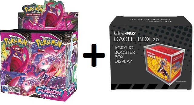 MINT Pokemon SWSH8 Fusion Strike Booster Box PLUS Acrylic Ultra Pro Cache Box 2.0 Protector